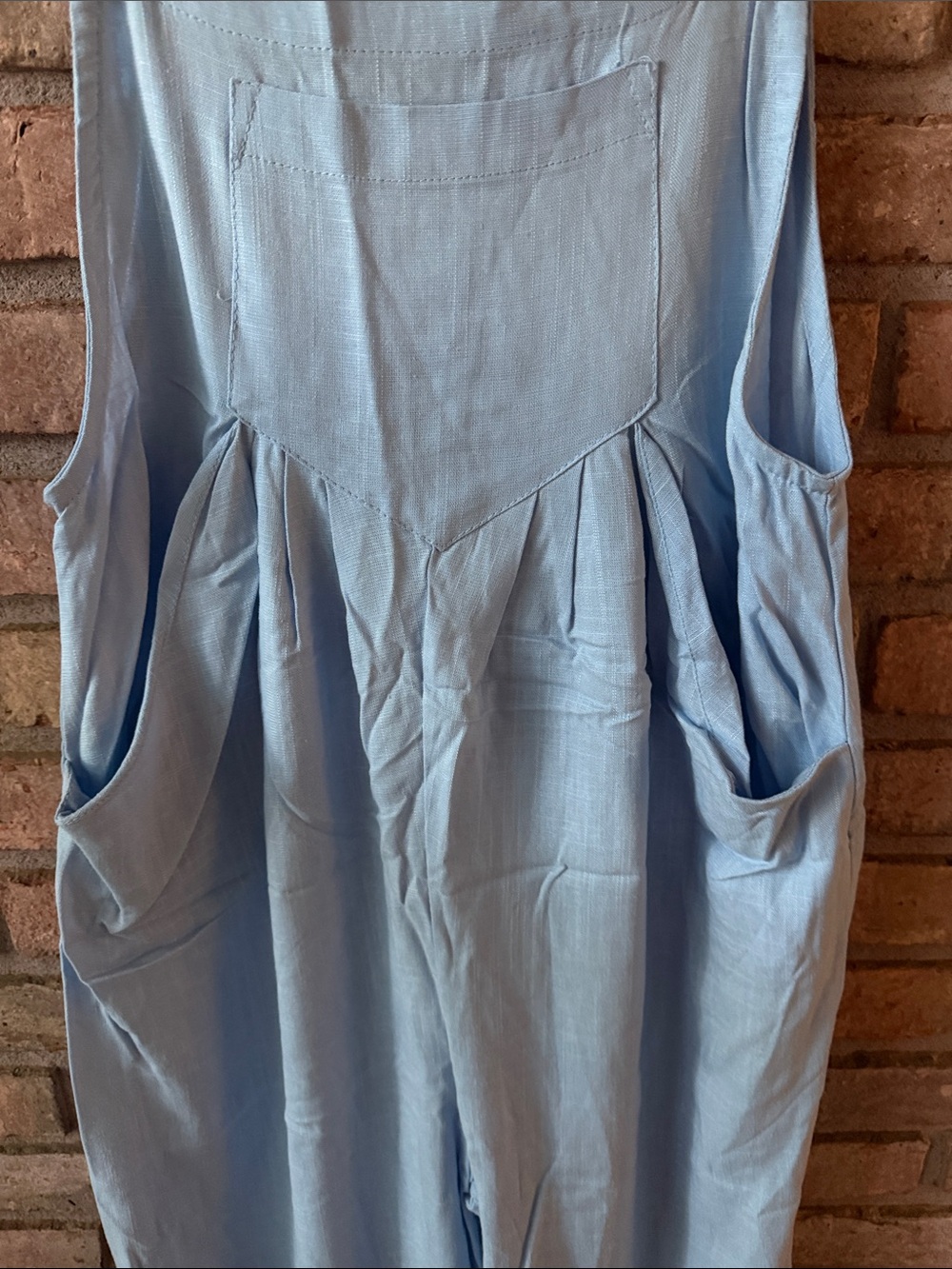 Women's Light Blue Wide-Leg Denim-Style Overalls - Picture 6 of 14